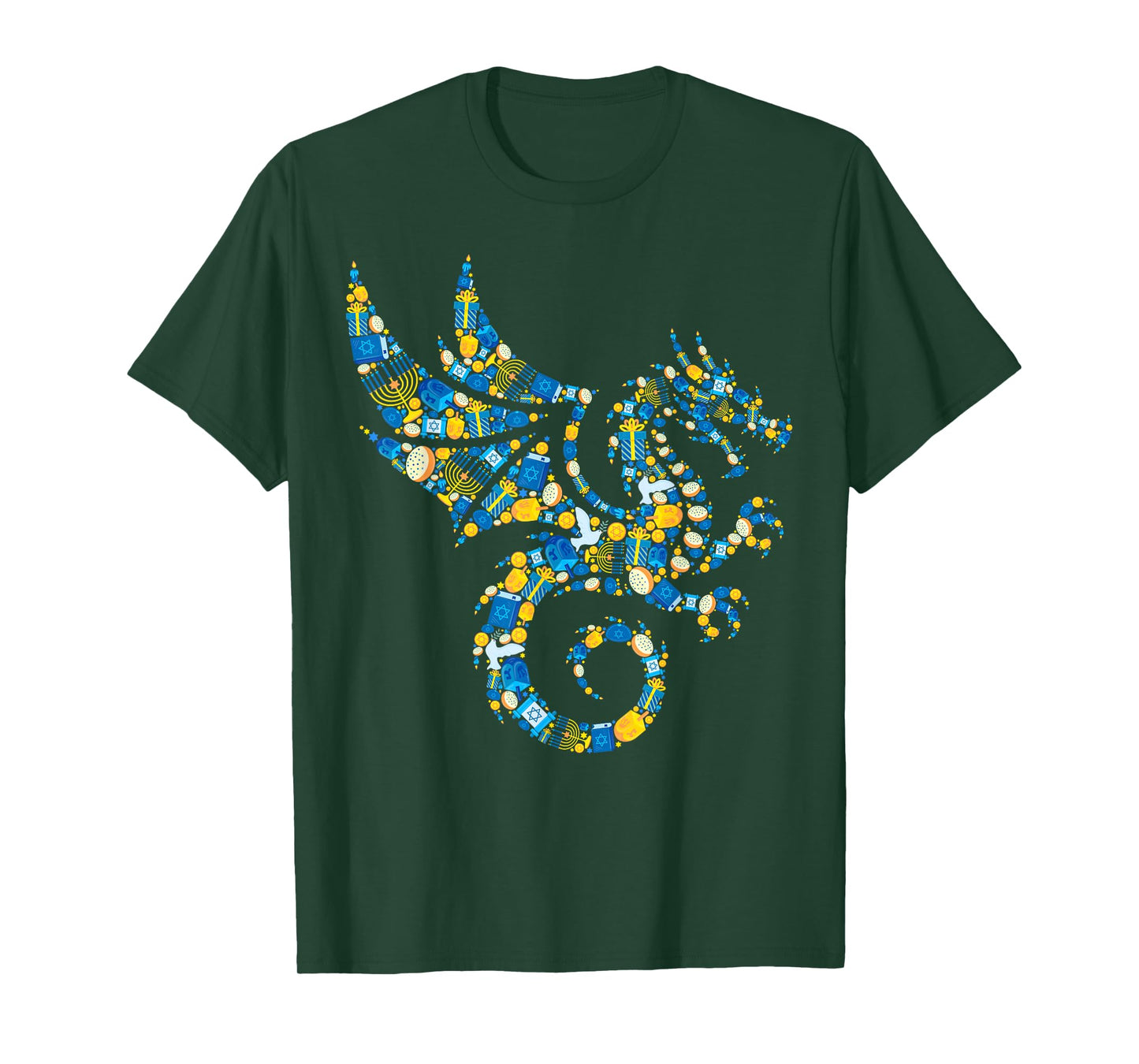 Funny Dragon Menorah Dreidel Happy Hanukkah Chanukah Pajamas T-Shirt