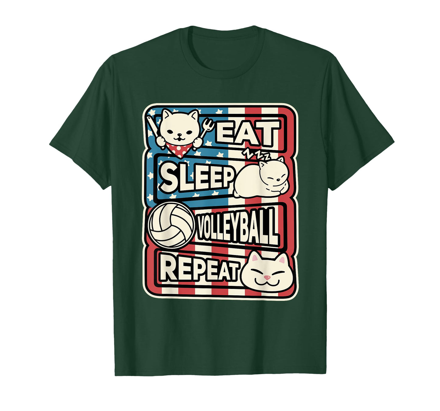 Eat Sleep Volleyball Repeat Patriotic Cute Volleyball Outfit T-Shirt