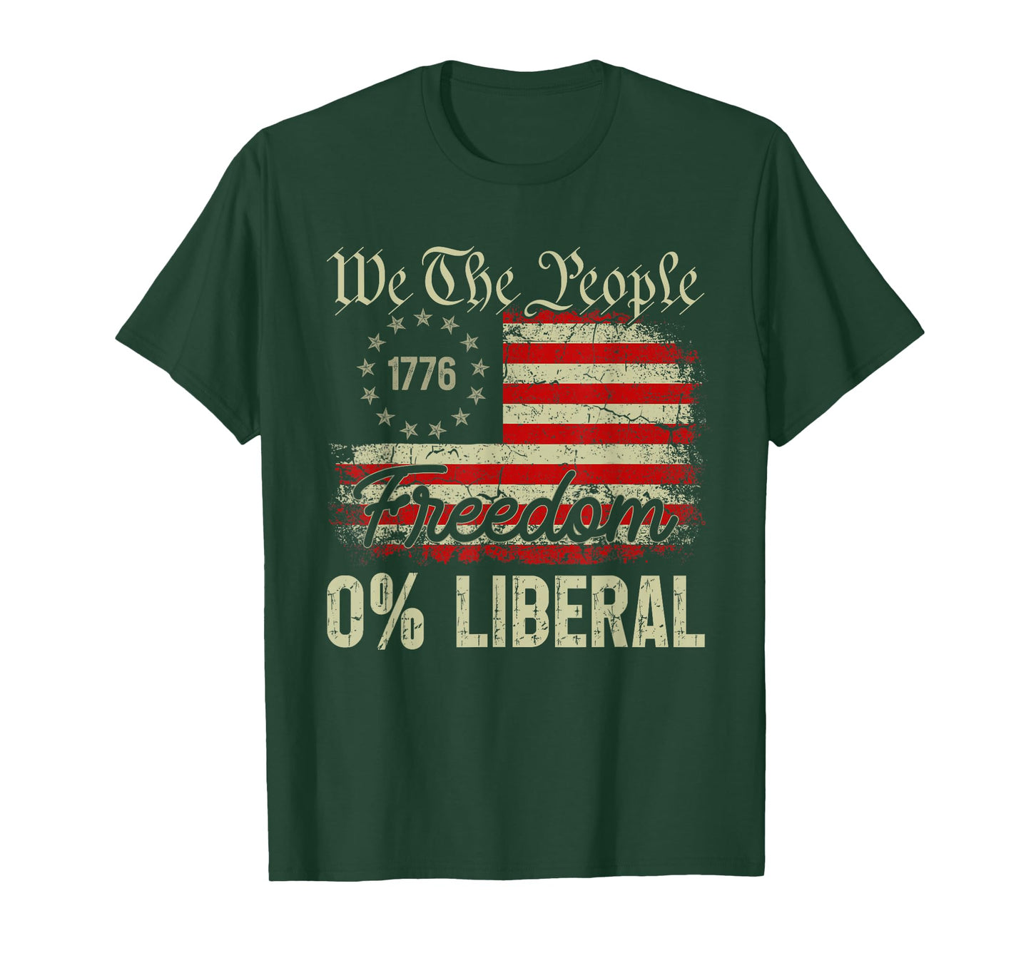 0% Liberal 100% American Zero Percent Liberal US Flag Retro T-Shirt
