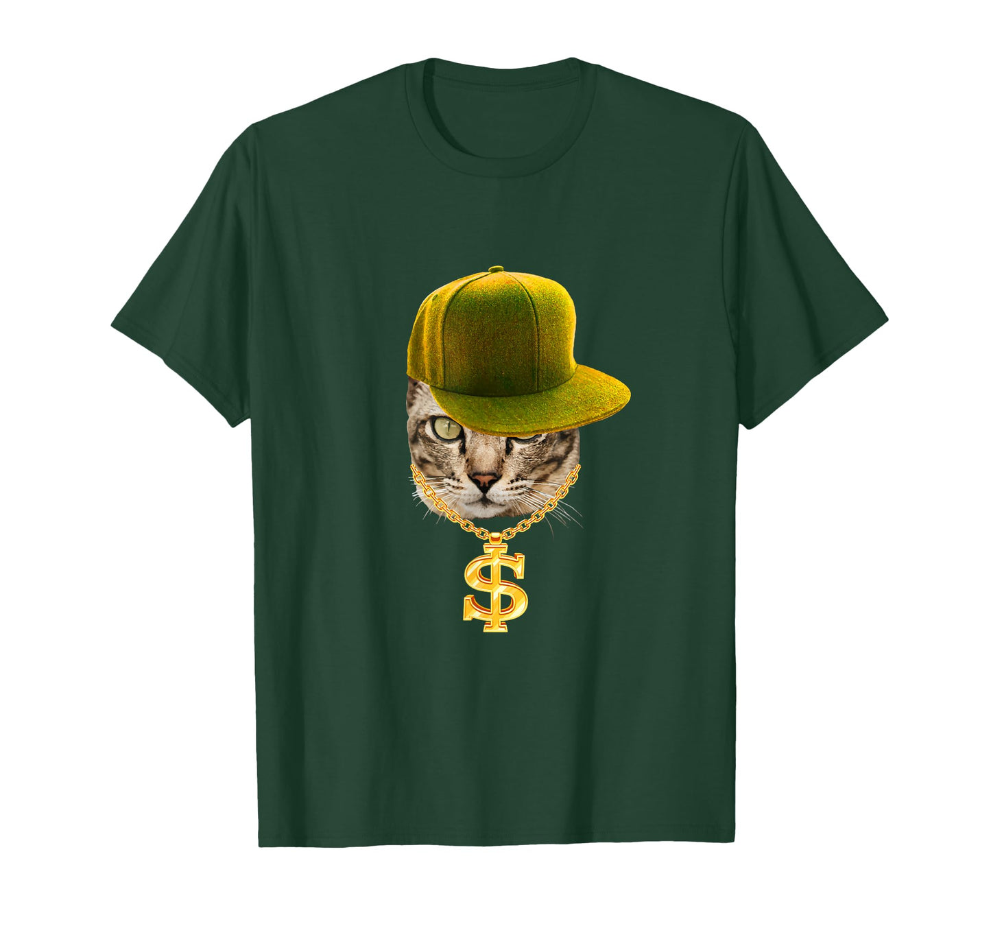 Rapper Cat with Cap and Chain Ghetto Hip Hop Culture T-Shirt