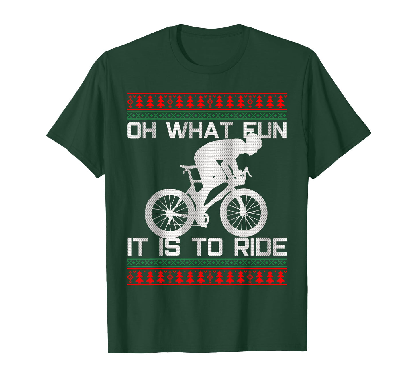 Cyclist Gift - Oh What Fun Ugly Christmas Cycling Road Bike T-Shirt