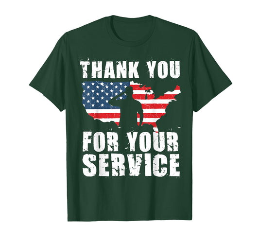 Thank You for Your Service Patriotic USA Flag Veterans Day T-Shirt