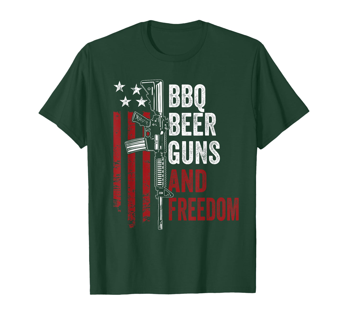 BBQ BEER GUNS & FREEDOM - Funny BBQ Drinking USA Gun Owner T-Shirt