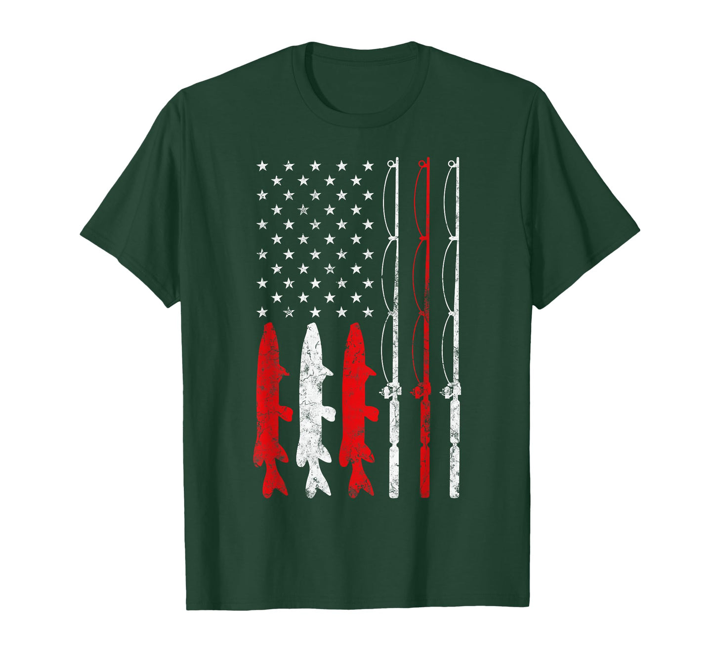 Fishing Rod American Flag Vintage Fishing Gift for Fisherman T-Shirt