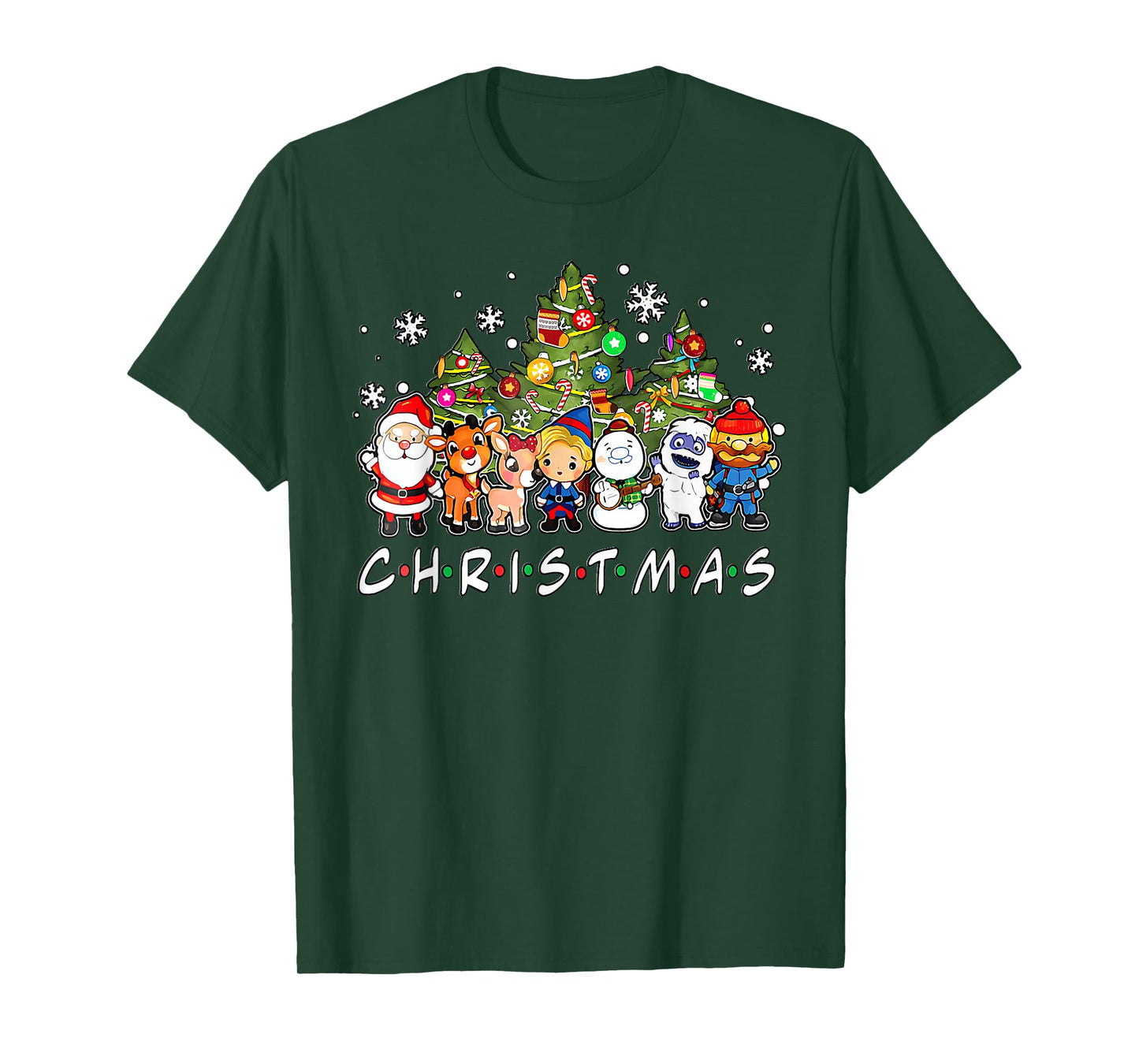 Christmas Santa Friends Rudolph Snowman Family Xmas Pajamas T-Shirt