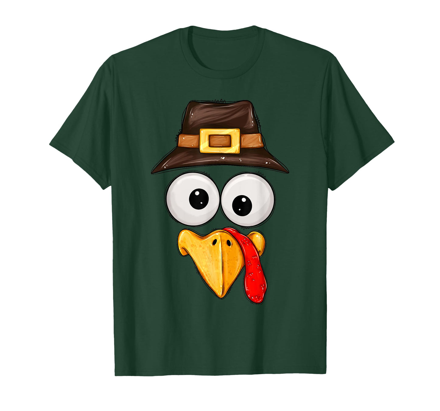 Cute Turkey Face Glasses Boys Kids Mens Thanksgiving Family T-Shirt