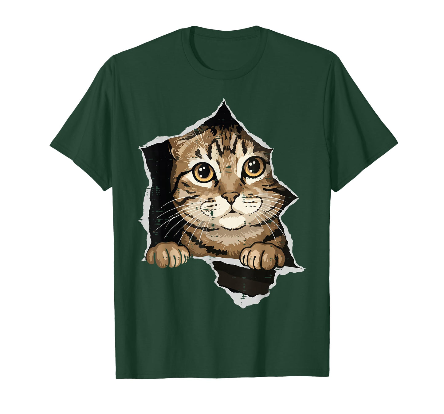 Cat Peeking Torn Paper Cute Kitten Kitty Women Girls Kids T-Shirt
