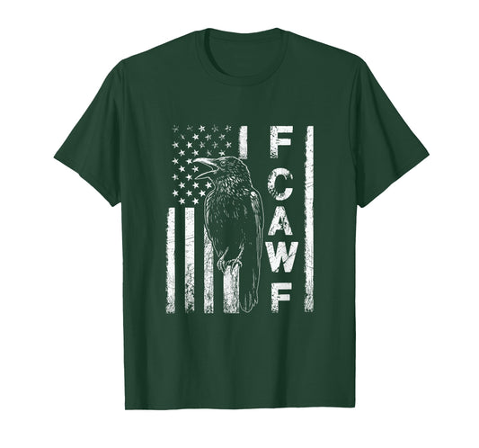 Funny F CAW F Crow with USA Flag T-Shirt