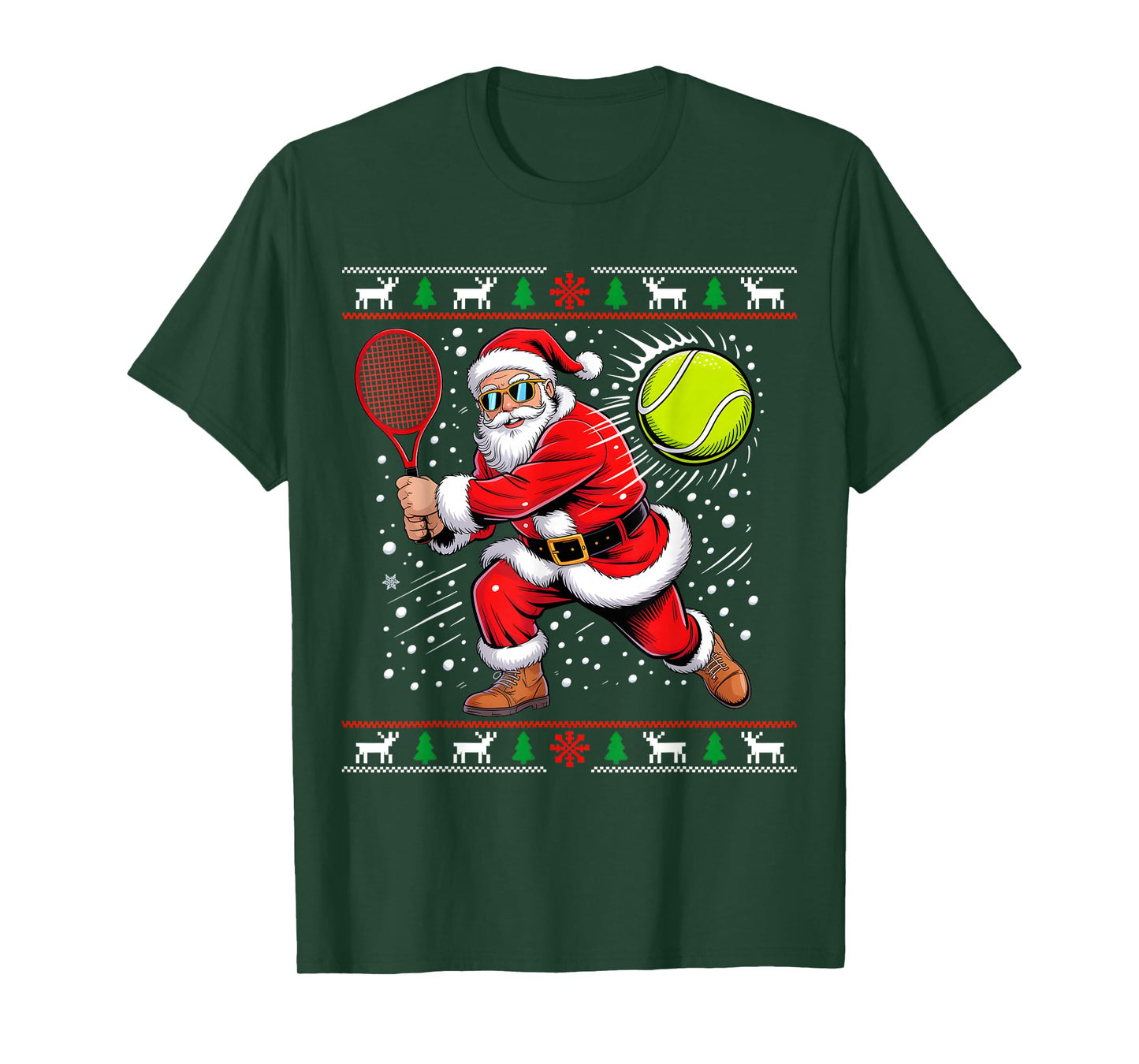 Santa Tennis Player Christmas Xmas Funny Holiday Men Women T-Shirt