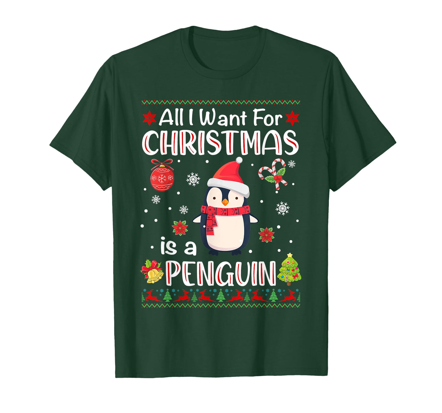 All I Want Is A Penguin For Christmas Ugly Xmas Pajamas T-Shirt