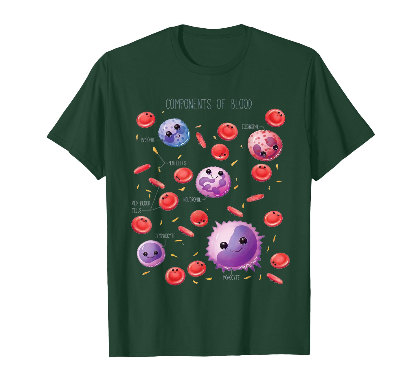 Cute Funny White And Red Blood Cells Components Of Blood T-Shirt