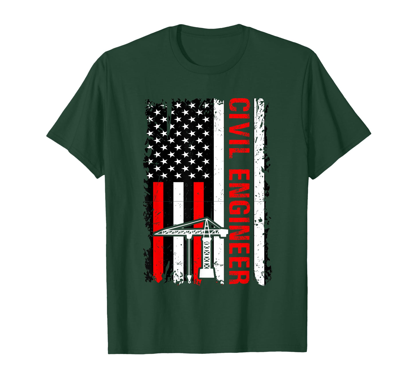 American Flag Civil Engineer Crane Construction Gifts Men T-Shirt