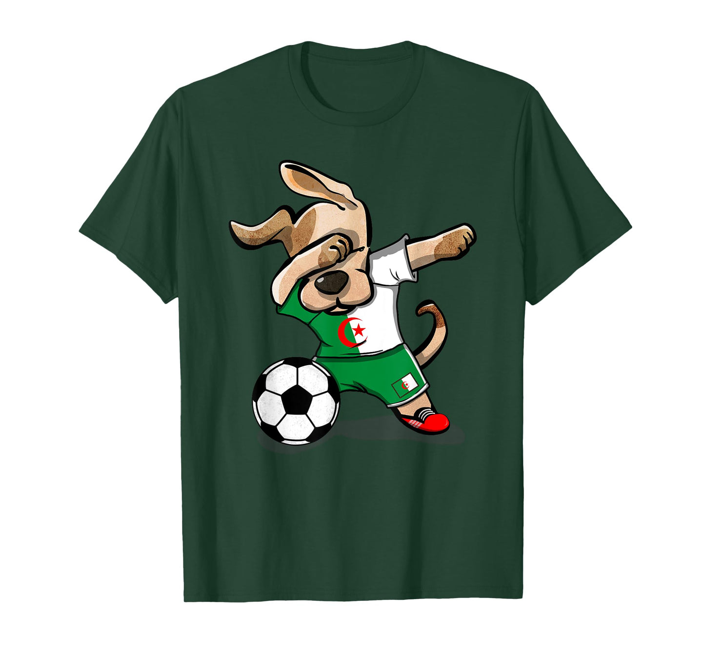 Dabbing Dog Algeria Soccer Jersey Algerian Football Lover T-Shirt