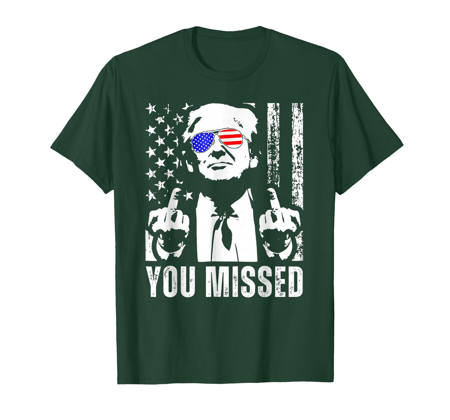 You Missed Trump 2024 US American Flag Funny (Front) T-Shirt