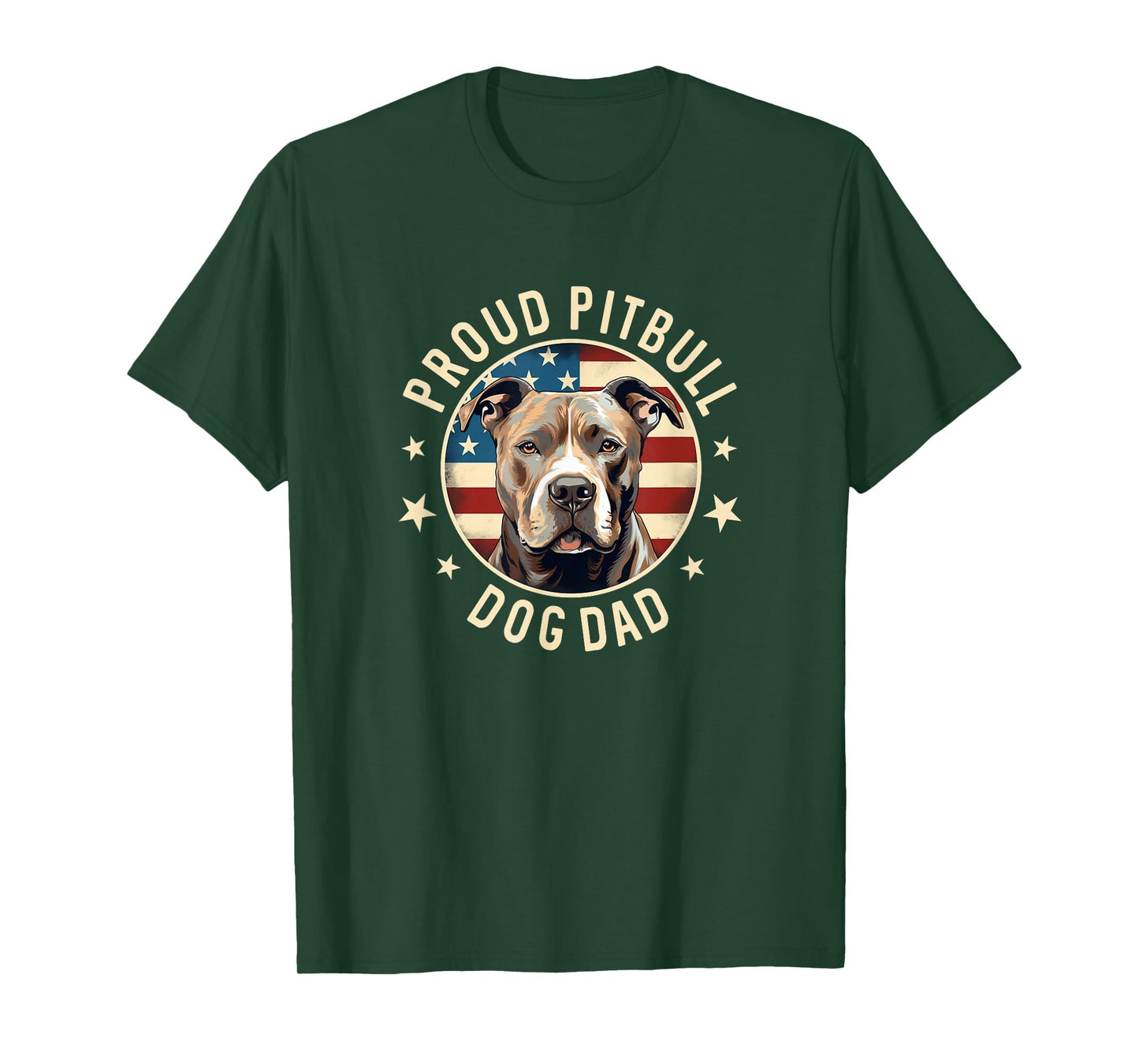 Pit Bull Dad American Flag, Mens Proud Pit Bull Dad T-Shirt