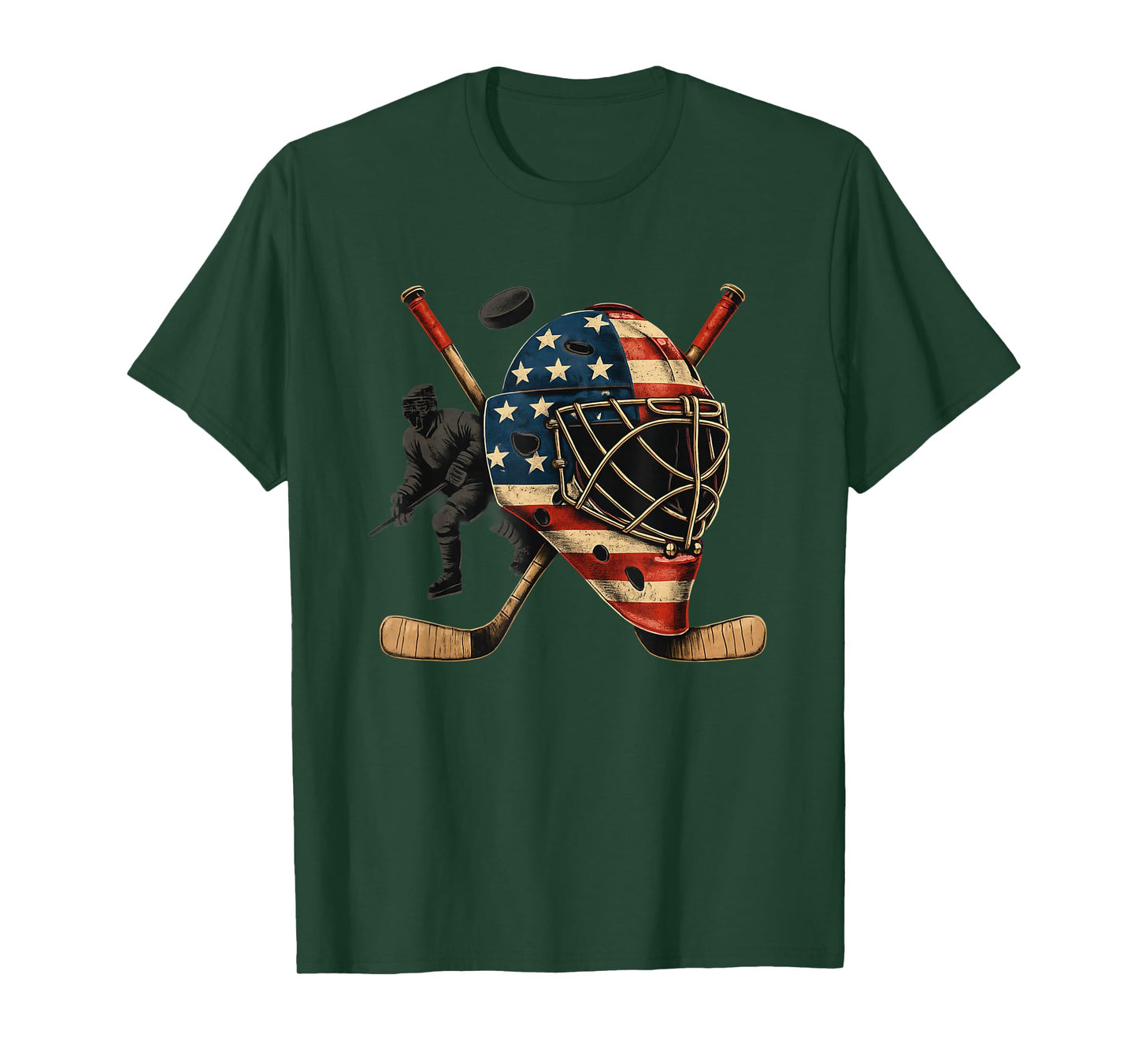 USA Goalie Helmet Ice Hockey Shirt 4th of July Sportswear T-Shirt