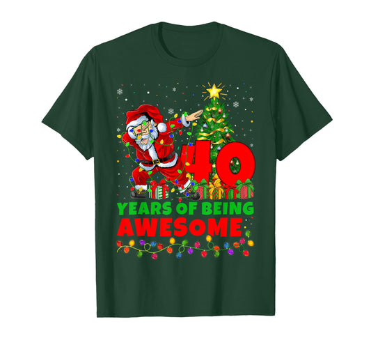 40 Years Of Being Awesome Santa 40th Birthday Christmas T-Shirt