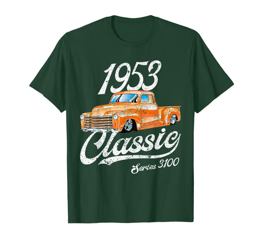 1953 53 Truck 3100 Classic Vintage Old Car USA Flag T-Shirt