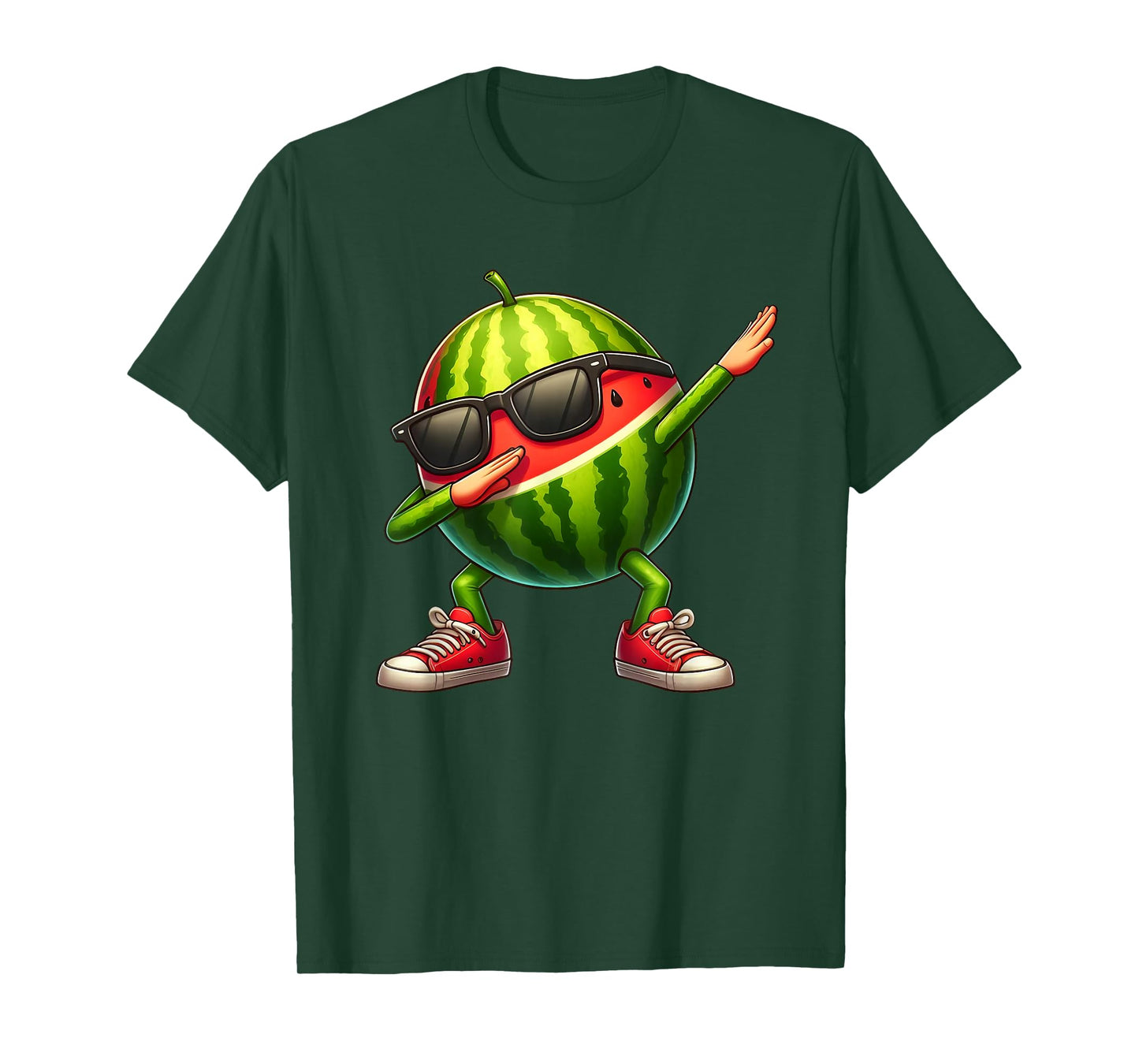 Watermelon Dabbing In Ninja Style Funny Watermelon Graphic T-Shirt