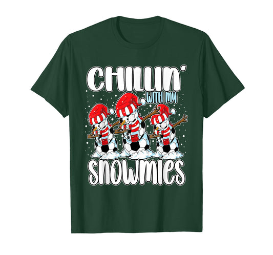 Chillin' with My Snowmies Funny Dabbing Soccer Snowman T-Shirt