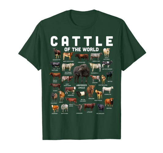 Cow Shirt Cattle Of The World Types Of Cows Funny Farmer T-Shirt
