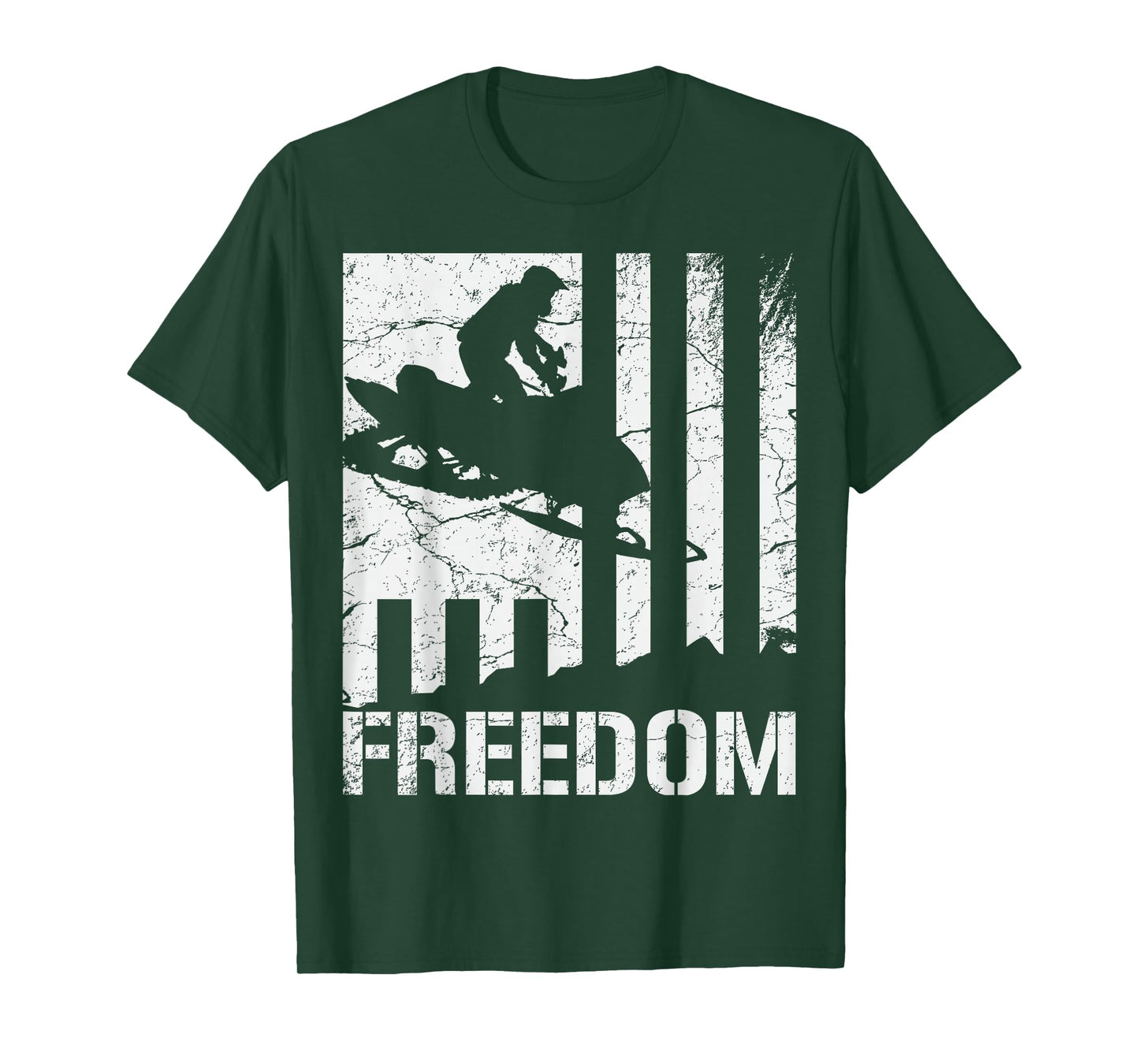 Snowmobile Snowmobiling Freedom Flag T-Shirt