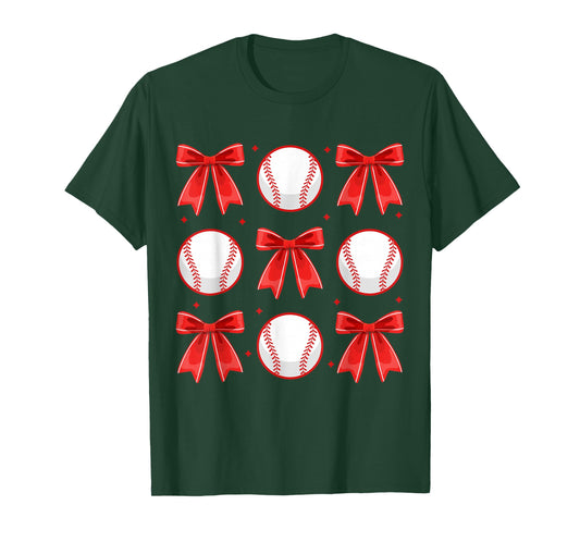Baseball Girls Toddler Kids Coquette Bow Baseball Lover T-Shirt