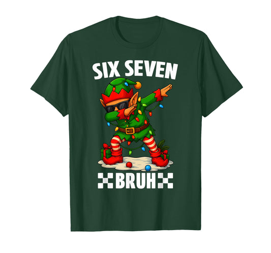 67 Six Seven Bruh Funny Christmas Dabbing Elf 6 7 Meme T-Shirt