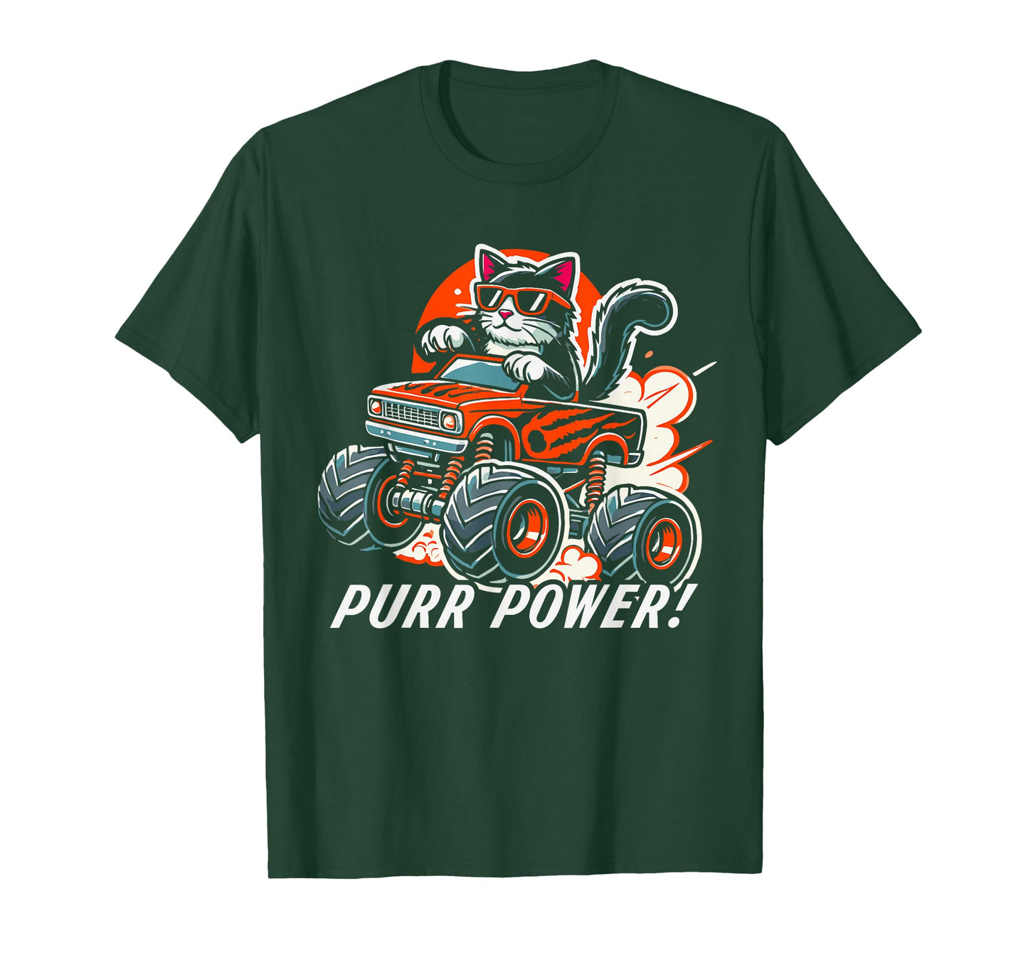 Cat Lover - Purr Power Funny Cat Monster Truck T-Shirt