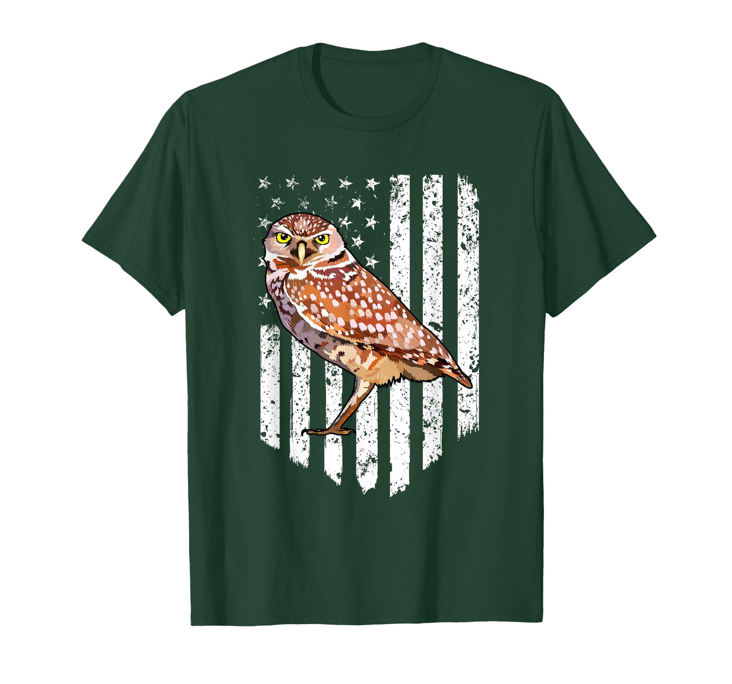 White American Flag Burrowing Owl Bird 4th Of July Women Men T-Shirt