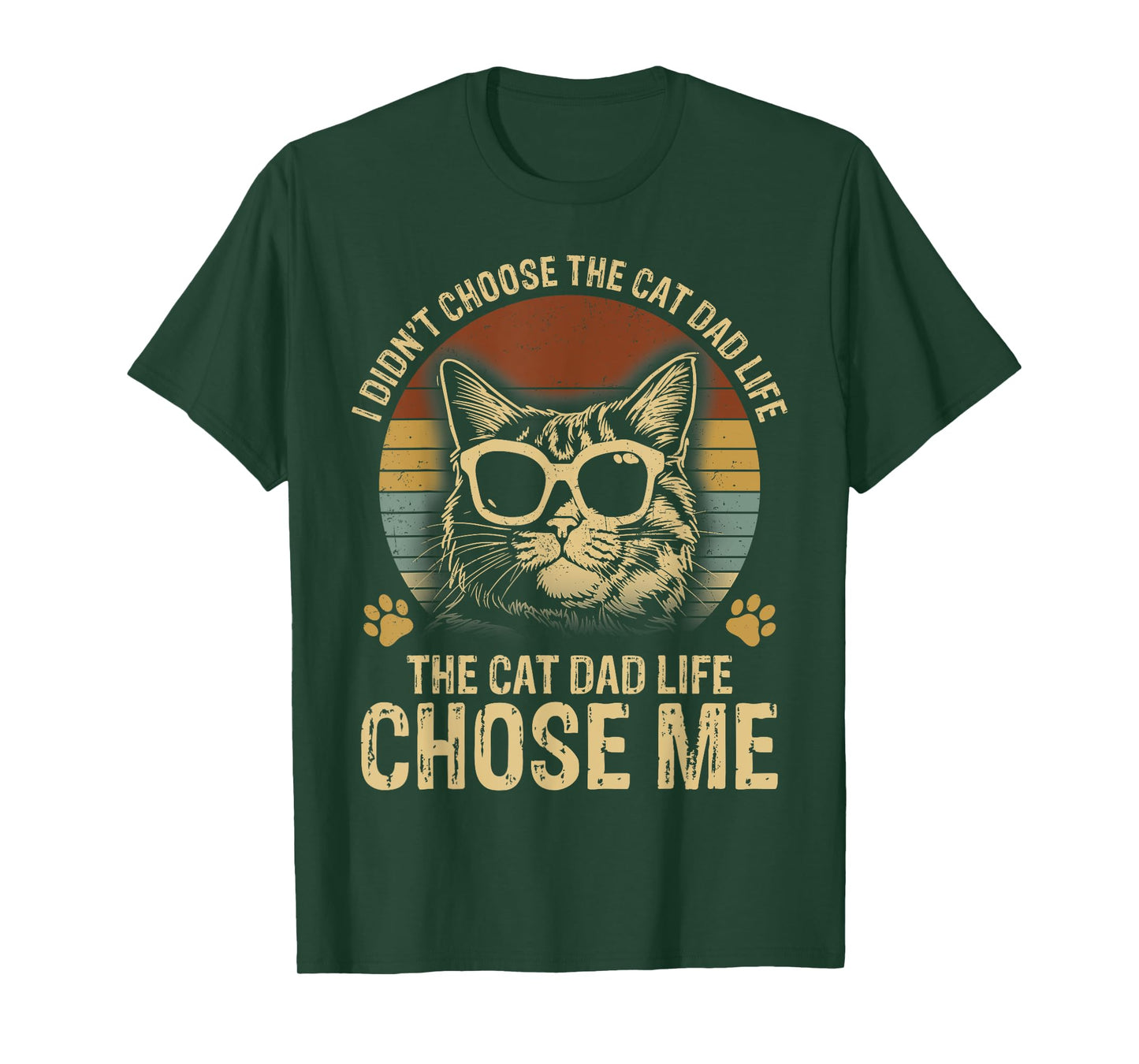 I Didn't Choose The Cat Dad Life Funny Retro Cat Lover T-Shirt
