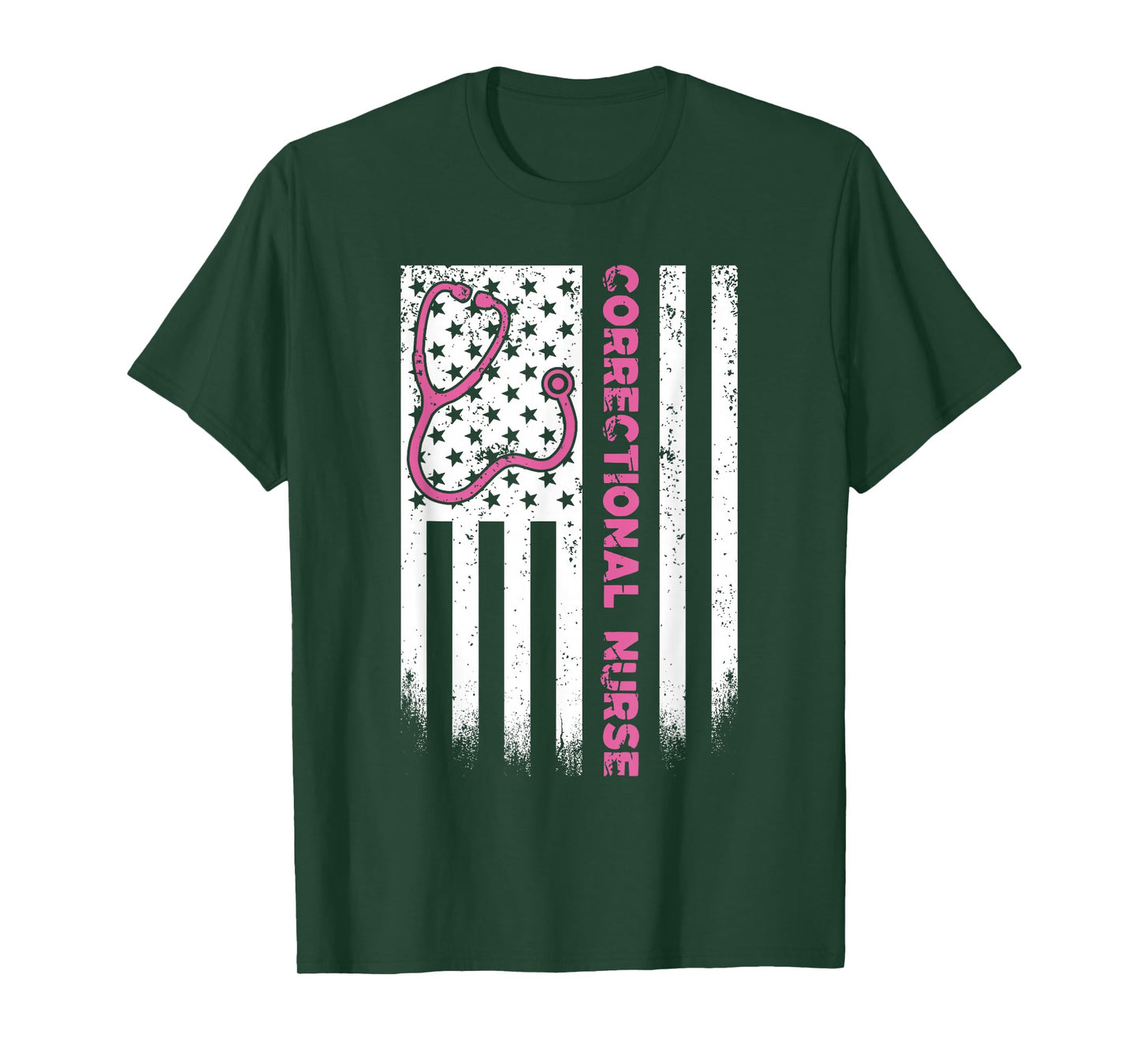 Correctional Nurse American flag US Stethoscope RN Patriotic T-Shirt