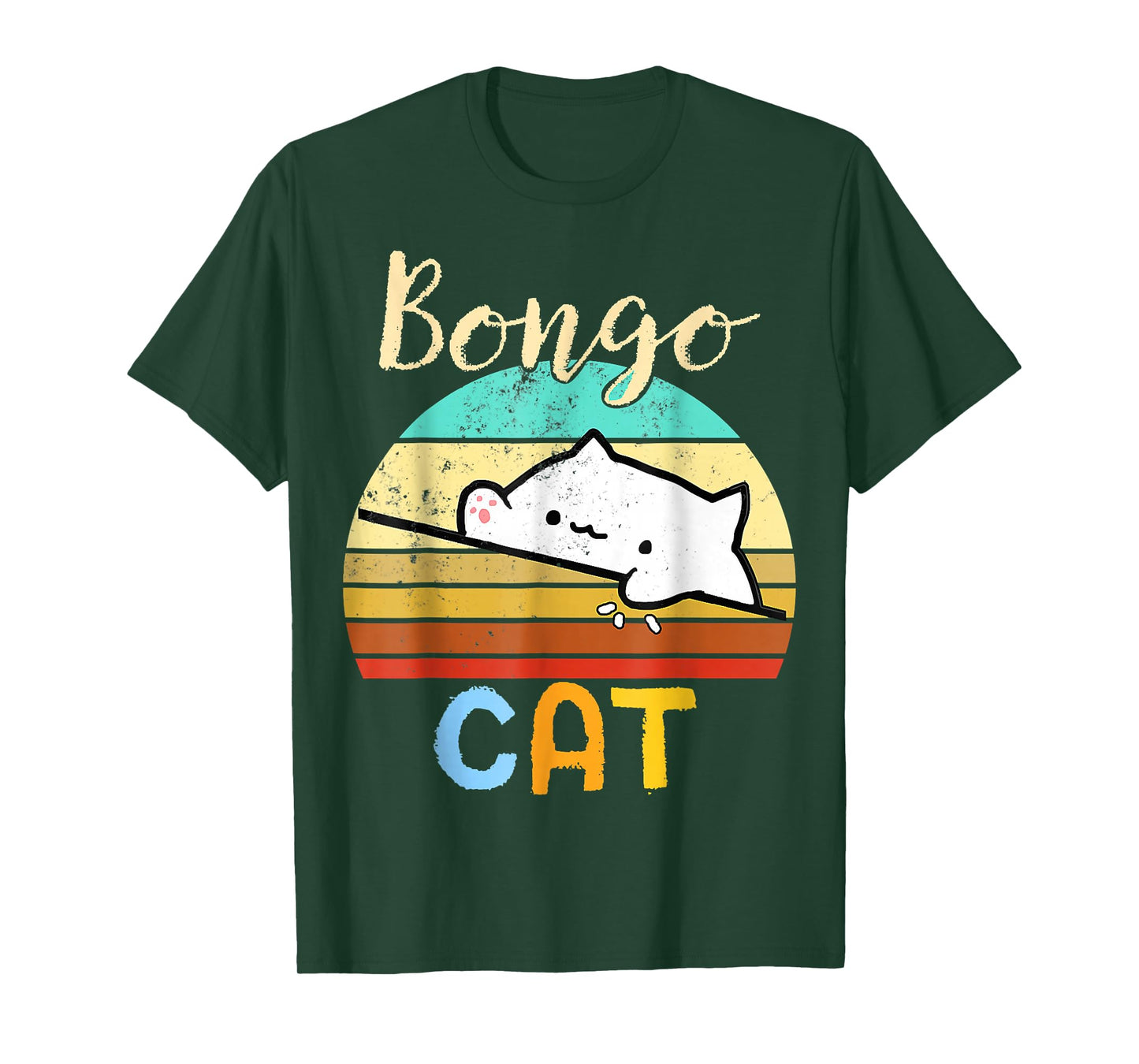 vintage sunset Bongo Cat cute Gamer meme gift T-Shirt