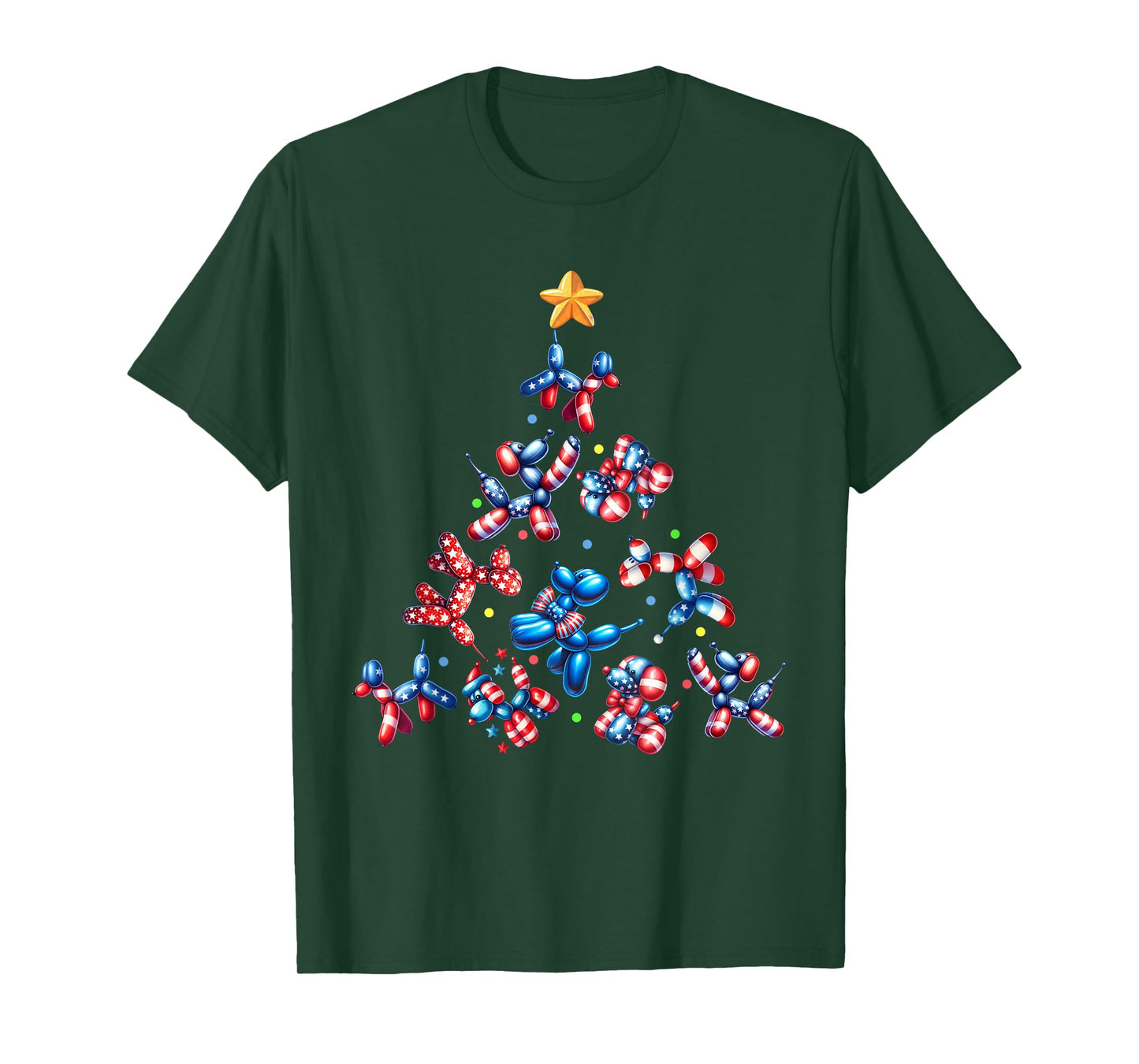 American Flag Dog Christmas Tree Animals Balloon Lover Men T-Shirt