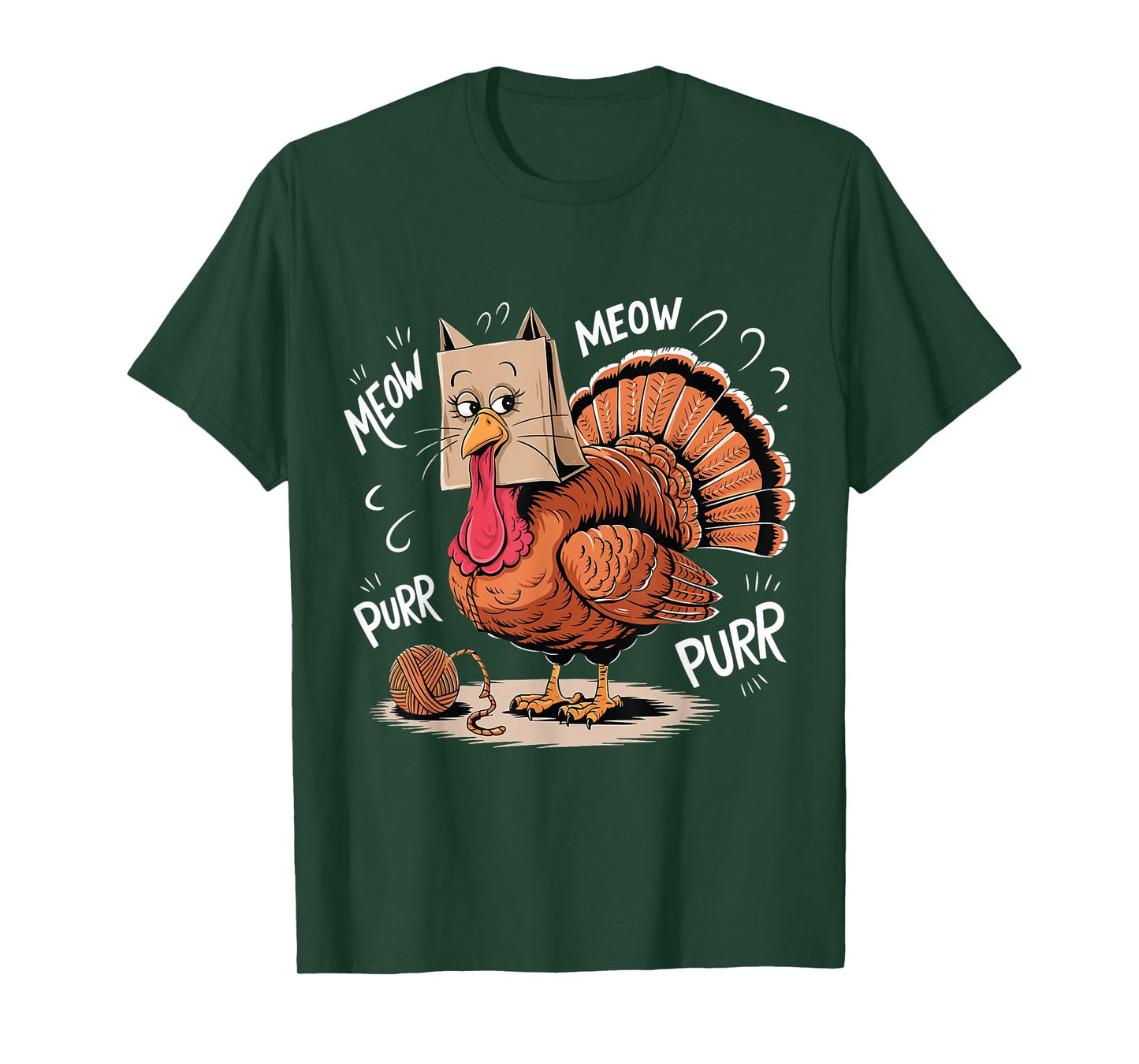 Thanksgiving Turkey Meow I'm a Cat Funny Thanksgiving T-Shirt