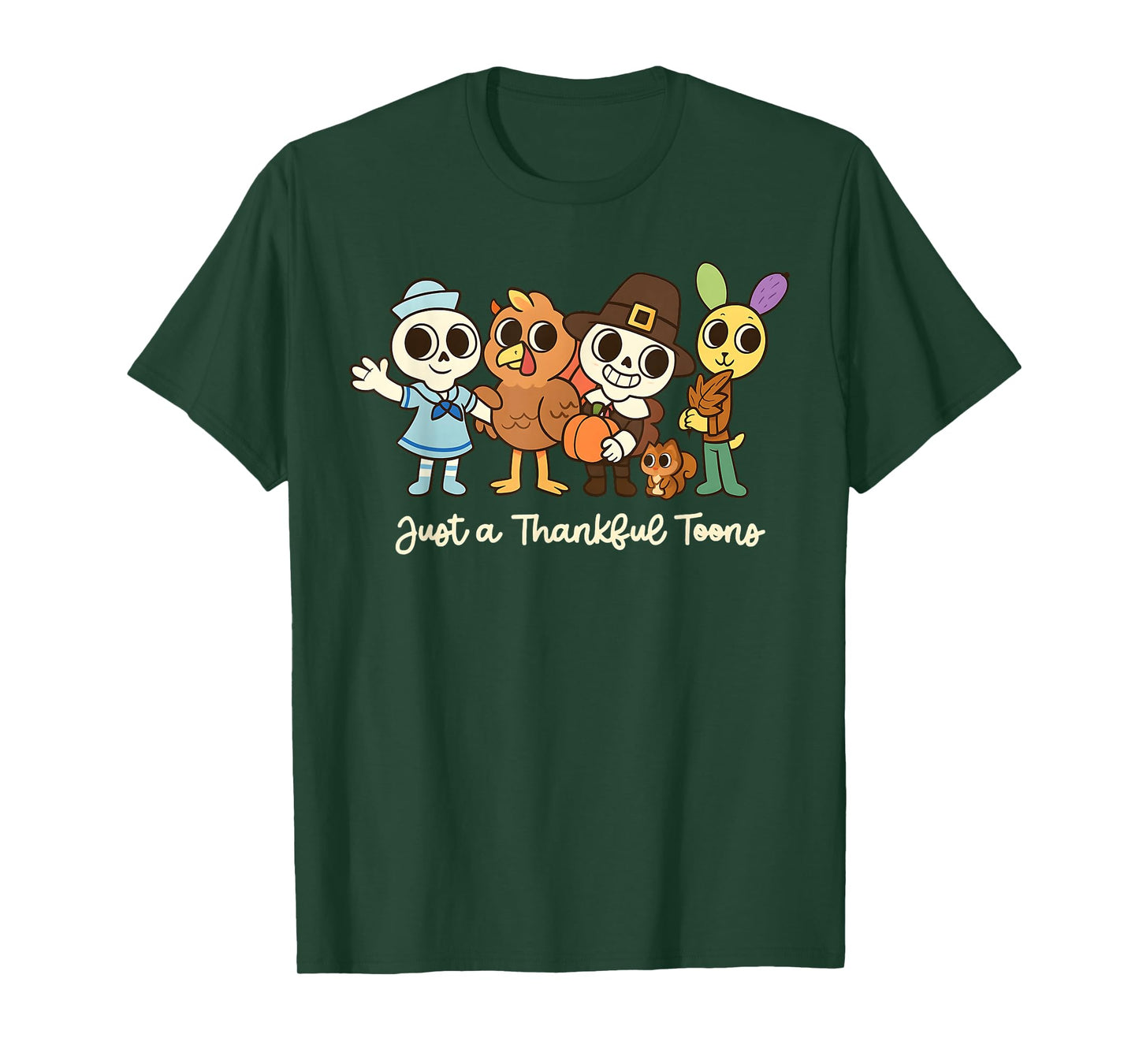 Cute Thanksgiving World Just a Thankful Toons Boys Kids Tee T-Shirt
