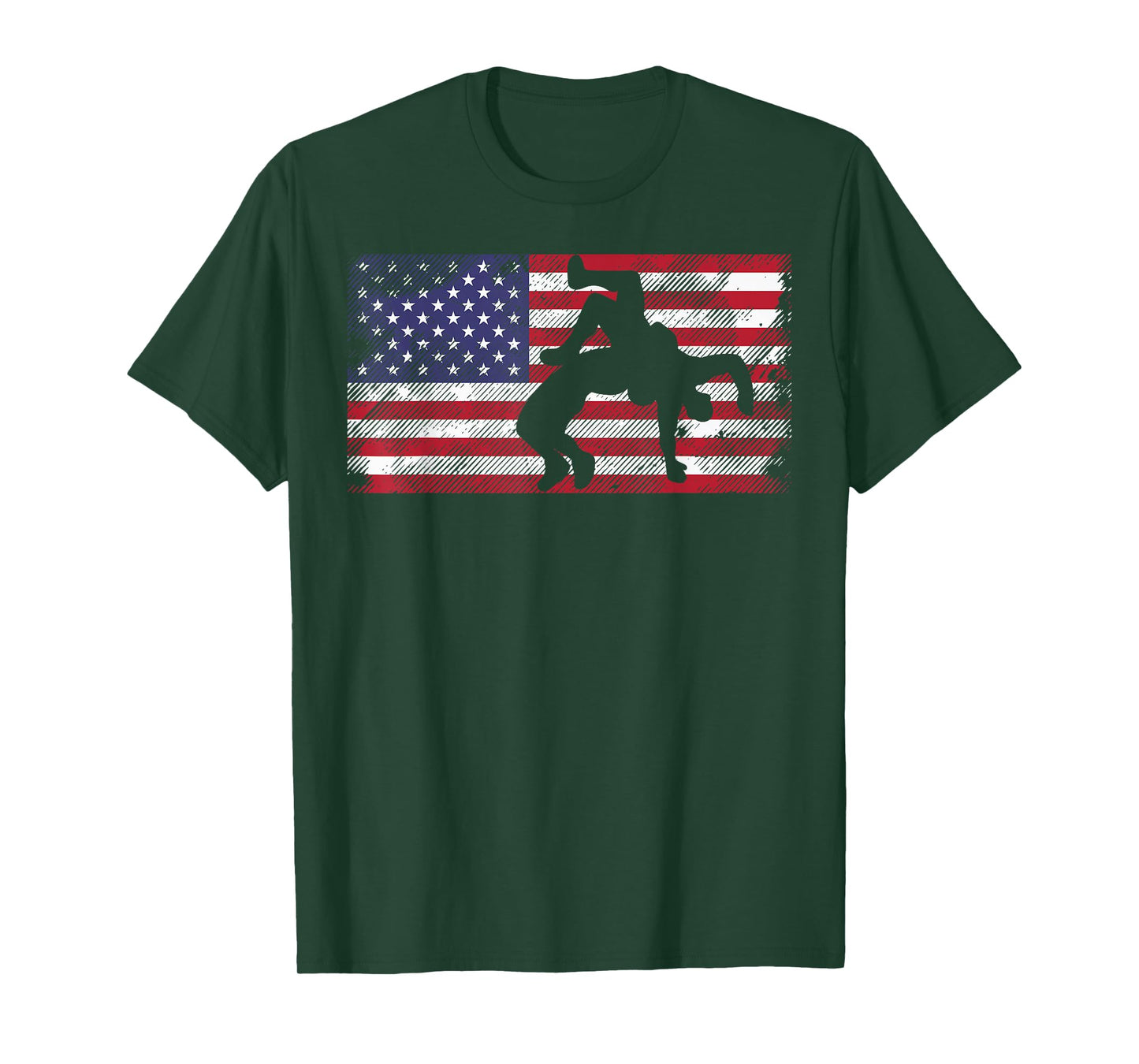 Distressed American Flag Wrestling Wrestler Women Men Kids T-Shirt