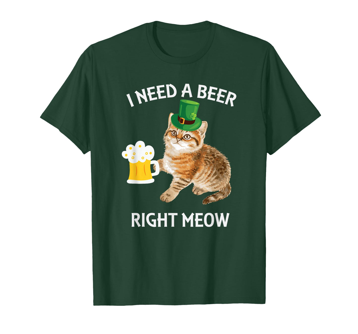 Funny Irish Beer Cat St Patricks Day Drinking with Hat T-Shirt