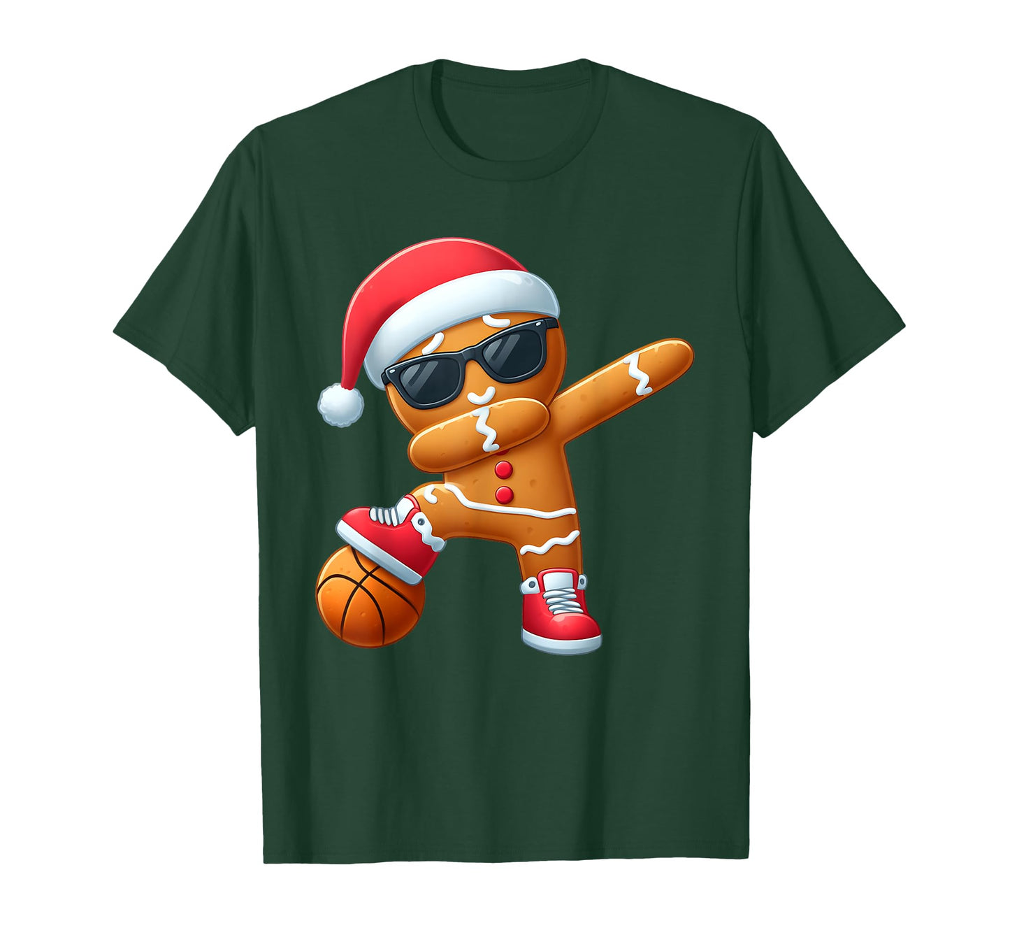 Christmas Dabbing Gingerbread Santa Hat Basketball Pajama T-Shirt