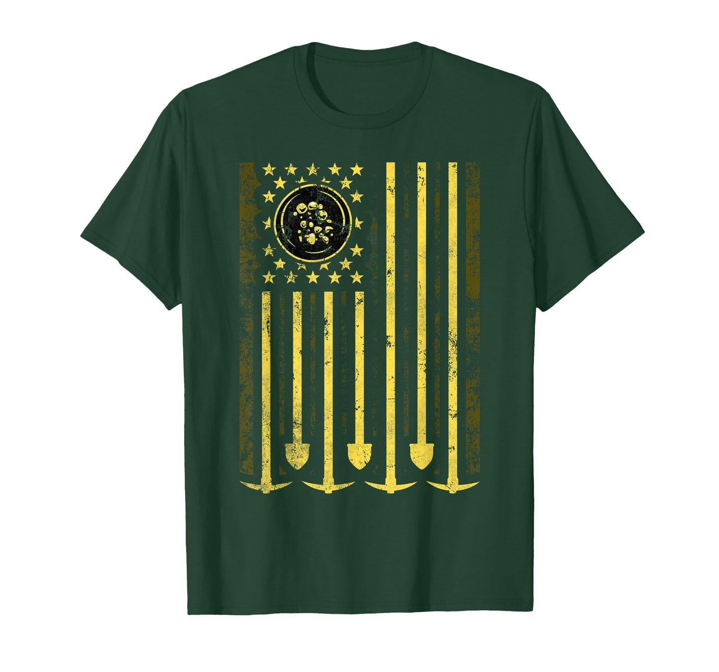 American Flag Gold Prospector T-Shirt for Women Men