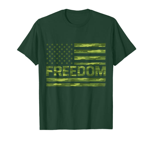 USA Flag Freedom Shirt Camo Patriotic American Pride Veteran T-Shirt