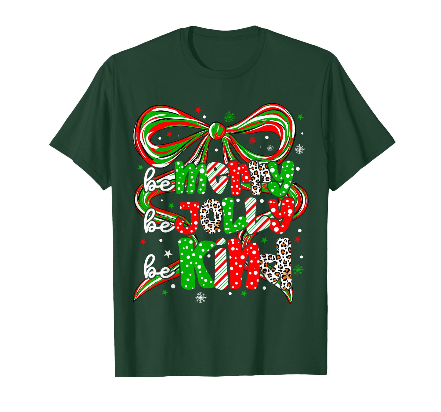 Merry Be Jolly Be Kind Merry Christmas Teacher Xmas Bow Pjs T-Shirt