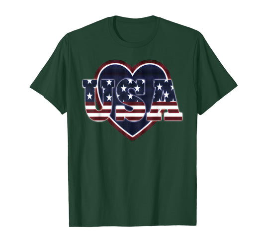 USA Flag Shirts I Love The USA Red White And Blue Heart