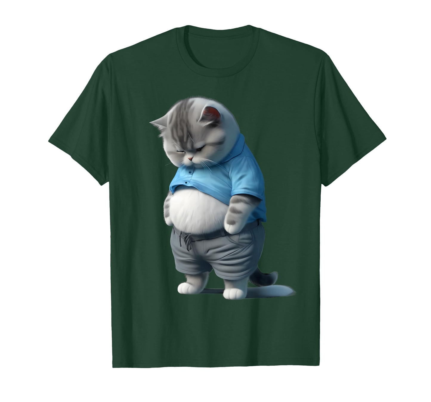 Funny Fat Sad Cat Art Design Fat Kitten Cat Lover T-Shirt