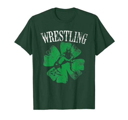 Irish American Flag Shamrock Wrestling St Patrick's Day Gift Women Kids Men T-Shirt