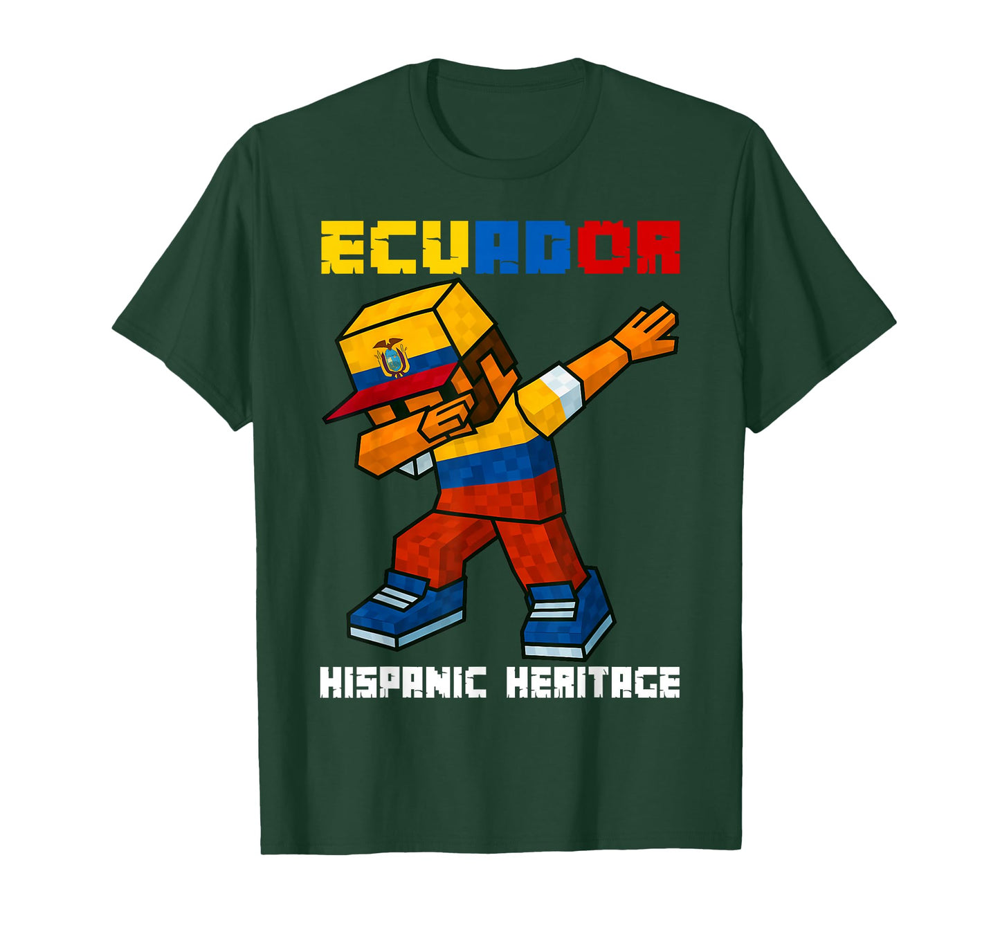 Ecuador Dab Boy Game Pixel Hispanic Heritage Ecuadorian Kids T-Shirt
