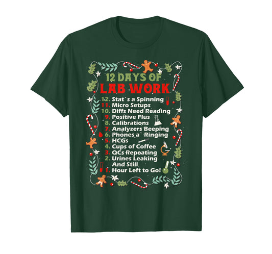 12 days of lab technician Christmas funny medical laboratory T-Shirt
