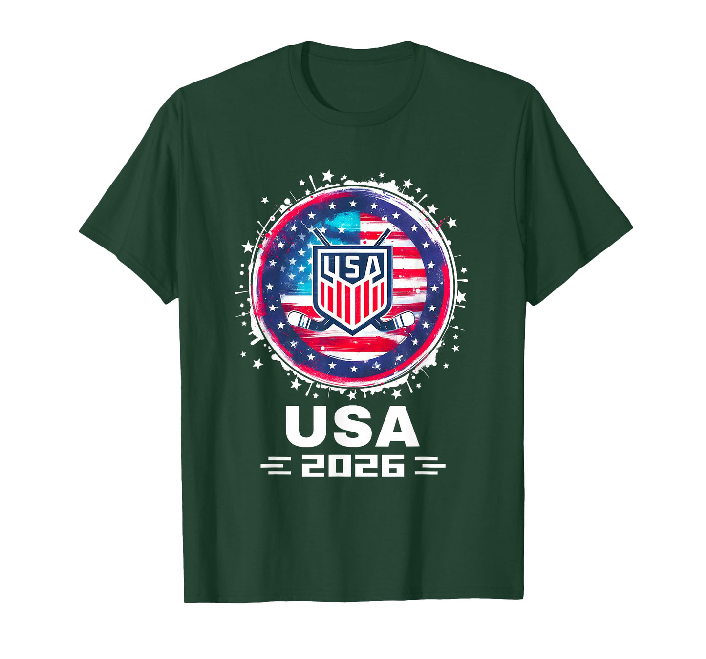 USA Team 2026 Hockey American Flag Women Men Kids Hockey T-Shirt