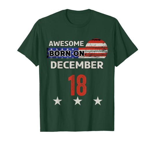 Awesome December 18 Vintage USA Flag Classic December 18th T-Shirt