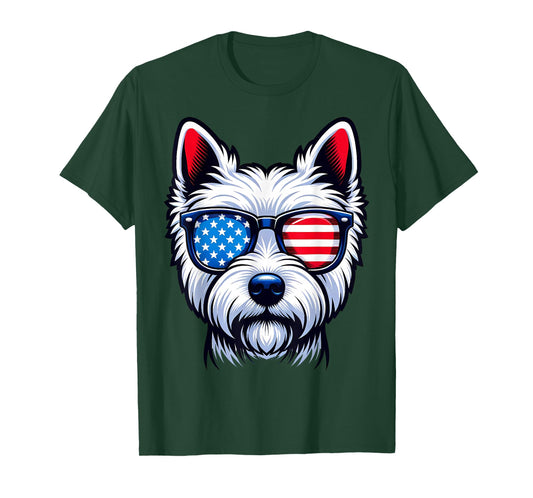 West Highland Terrier Patriotic American Flag USA Westie T-Shirt